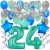  34-teiliges Geburtstagsdeko-Set mit Luftballons, Happy Birthday Aquamarin zum 24. Geburtstag