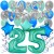  34-teiliges Geburtstagsdeko-Set mit Luftballons, Happy Birthday Aquamarin zum 25. Geburtstag
