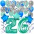  34-teiliges Geburtstagsdeko-Set mit Luftballons, Happy Birthday Aquamarin zum 26. Geburtstag