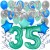  34-teiliges Geburtstagsdeko-Set mit Luftballons, Happy Birthday Aquamarin zum 35. Geburtstag