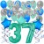  34-teiliges Geburtstagsdeko-Set mit Luftballons, Happy Birthday Aquamarin zum 37. Geburtstag