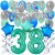  34-teiliges Geburtstagsdeko-Set mit Luftballons, Happy Birthday Aquamarin zum 38. Geburtstag