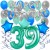  34-teiliges Geburtstagsdeko-Set mit Luftballons, Happy Birthday Aquamarin zum 39. Geburtstag