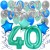 34-teiliges Geburtstagsdeko-Set mit Luftballons, Happy Birthday Aquamarin zum 40. Geburtstag