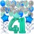  34-teiliges Geburtstagsdeko-Set mit Luftballons, Happy Birthday Aquamarin zum 41. Geburtstag