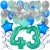  34-teiliges Geburtstagsdeko-Set mit Luftballons, Happy Birthday Aquamarin zum 43. Geburtstag