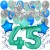  34-teiliges Geburtstagsdeko-Set mit Luftballons, Happy Birthday Aquamarin zum 45. Geburtstag