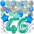  34-teiliges Geburtstagsdeko-Set mit Luftballons, Happy Birthday Aquamarin zum 46. Geburtstag