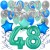  34-teiliges Geburtstagsdeko-Set mit Luftballons, Happy Birthday Aquamarin zum 48. Geburtstag