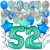  34-teiliges Geburtstagsdeko-Set mit Luftballons, Happy Birthday Aquamarin zum 52. Geburtstag