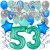  34-teiliges Geburtstagsdeko-Set mit Luftballons, Happy Birthday Aquamarin zum 53. Geburtstag