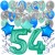 34-teiliges Geburtstagsdeko-Set mit Luftballons, Happy Birthday Aquamarin zum 54. Geburtstag