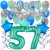 34-teiliges Geburtstagsdeko-Set mit Luftballons, Happy Birthday Aquamarin zum 57. Geburtstag
