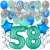  34-teiliges Geburtstagsdeko-Set mit Luftballons, Happy Birthday Aquamarin zum 58. Geburtstag