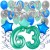  34-teiliges Geburtstagsdeko-Set mit Luftballons, Happy Birthday Aquamarin zum 63. Geburtstag