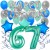  34-teiliges Geburtstagsdeko-Set mit Luftballons, Happy Birthday Aquamarin zum 67. Geburtstag