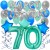 34-teiliges Geburtstagsdeko-Set mit Luftballons, Happy Birthday Aquamarin zum 70. Geburtstag