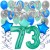  34-teiliges Geburtstagsdeko-Set mit Luftballons, Happy Birthday Aquamarin zum 73. Geburtstag
