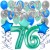  40-teiliges Geburtstagsdeko-Set mit Luftballons, Happy Birthday Aquamarin zum 76. Geburtstag