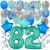 40-teiliges Geburtstagsdeko-Set mit Luftballons, Happy Birthday Aquamarin zum 82. Geburtstag
