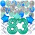  40-teiliges Geburtstagsdeko-Set mit Luftballons, Happy Birthday Aquamarin zum 83. Geburtstag
