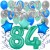  34-teiliges Geburtstagsdeko-Set mit Luftballons, Happy Birthday Aquamarin zum 84. Geburtstag