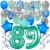  34-teiliges Geburtstagsdeko-Set mit Luftballons, Happy Birthday Aquamarin zum 89. Geburtstag