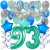 40-teiliges Geburtstagsdeko-Set mit Luftballons, Happy Birthday Aquamarin zum 93. Geburtstag