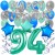  34-teiliges Geburtstagsdeko-Set mit Luftballons, Happy Birthday Aquamarin zum 94. Geburtstag