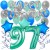  40-teiliges Geburtstagsdeko-Set mit Luftballons, Happy Birthday Aquamarin zum 97. Geburtstag