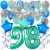  34-teiliges Geburtstagsdeko-Set mit Luftballons, Happy Birthday Aquamarin zum 98. Geburtstag