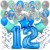 34-teiliges Geburtstagsdeko-Set mit Luftballons, Happy Birthday Blue zum 12. Geburtstag