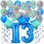 34-teiliges Geburtstagsdeko-Set mit Luftballons, Happy Birthday Blue zum 13. Geburtstag
