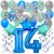 34-teiliges Geburtstagsdeko-Set mit Luftballons, Happy Birthday Blue zum 14. Geburtstag