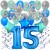 34-teiliges Geburtstagsdeko-Set mit Luftballons, Happy Birthday Blue zum 15. Geburtstag
