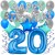 34-teiliges Geburtstagsdeko-Set mit Luftballons, Happy Birthday Blue zum 20. Geburtstag