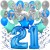 34-teiliges Geburtstagsdeko-Set mit Luftballons, Happy Birthday Blue zum 21. Geburtstag
