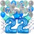 34-teiliges Geburtstagsdeko-Set mit Luftballons, Happy Birthday Blue zum 22. Geburtstag