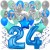 34-teiliges Geburtstagsdeko-Set mit Luftballons, Happy Birthday Blue zum 24. Geburtstag
