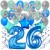 34-teiliges Geburtstagsdeko-Set mit Luftballons, Happy Birthday Blue zum 26. Geburtstag