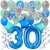 34-teiliges Geburtstagsdeko-Set mit Luftballons, Happy Birthday Blue zum 30. Geburtstag