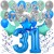 34-teiliges Geburtstagsdeko-Set mit Luftballons, Happy Birthday Blue zum 31. Geburtstag