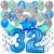 34-teiliges Geburtstagsdeko-Set mit Luftballons, Happy Birthday Blue zum 32. Geburtstag