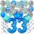 34-teiliges Geburtstagsdeko-Set mit Luftballons, Happy Birthday Blue zum 33. Geburtstag