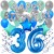 34-teiliges Geburtstagsdeko-Set mit Luftballons, Happy Birthday Blue zum 36. Geburtstag