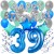 34-teiliges Geburtstagsdeko-Set mit Luftballons, Happy Birthday Blue zum 39. Geburtstag