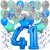 34-teiliges Geburtstagsdeko-Set mit Luftballons, Happy Birthday Blue zum 41. Geburtstag