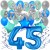 34-teiliges Geburtstagsdeko-Set mit Luftballons, Happy Birthday Blue zum 45. Geburtstag