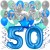 34-teiliges Geburtstagsdeko-Set mit Luftballons, Happy Birthday Blue zum 50. Geburtstag