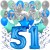 34-teiliges Geburtstagsdeko-Set mit Luftballons, Happy Birthday Blue zum 51. Geburtstag